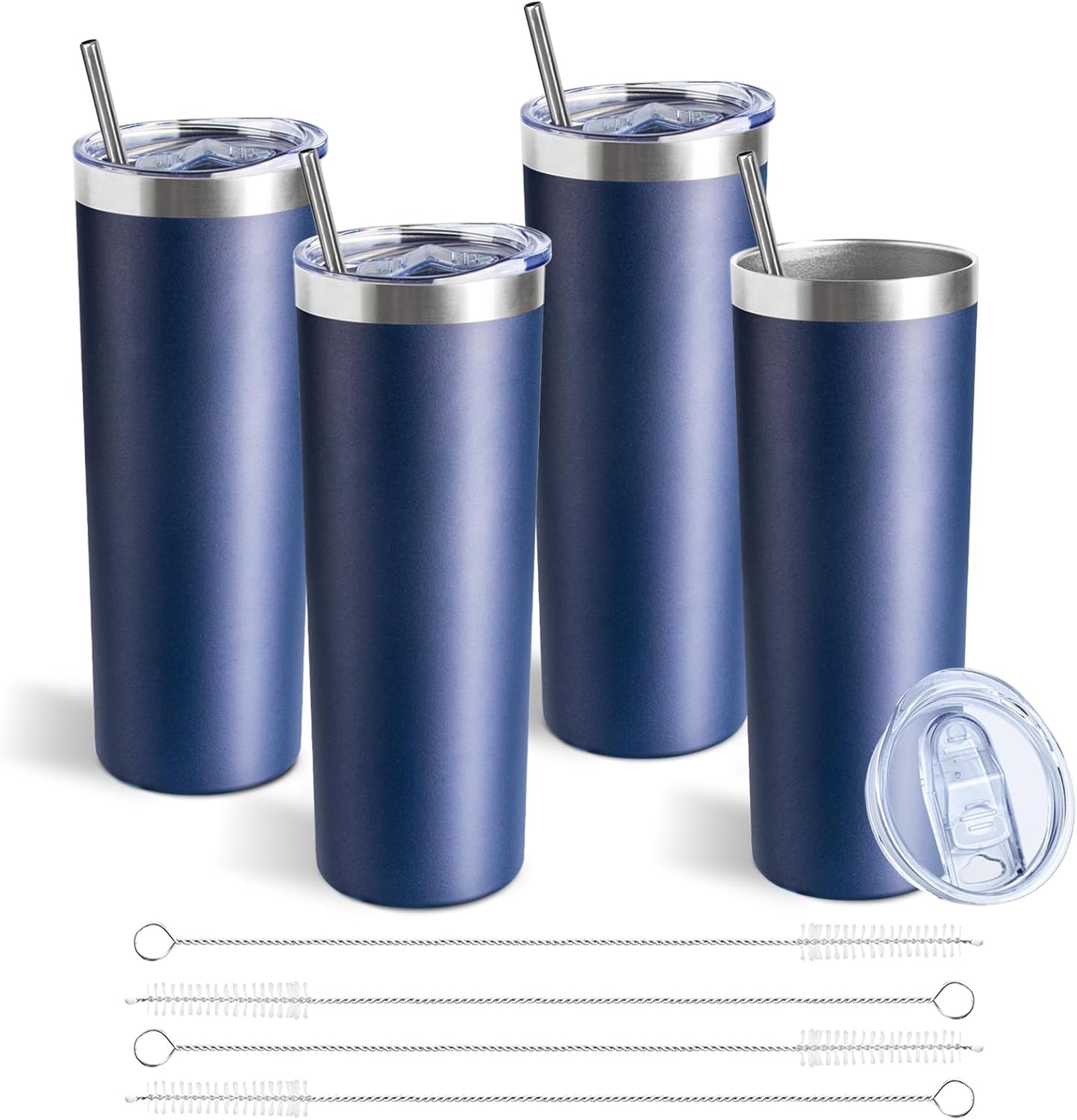 20 oz Skinny Tumblers with Lid and Straw,Stainless Steel Vacuum Insulated Tumbler Cup Double Wall Travel Coffee Mug, Thermal Water Tumbler for Hot and Cold Drinks(Rose Gold,1)