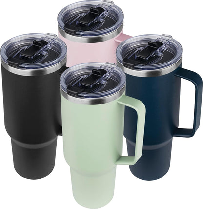 20 oz Tumbler with Handle, Stainless Steel Insulated Tumbler with Lid and Straw, Double Wall Vacuum Coffee Mug Tumbler, Insulated Coffee Thermal Cup for Cold and Hot (Light Purple)