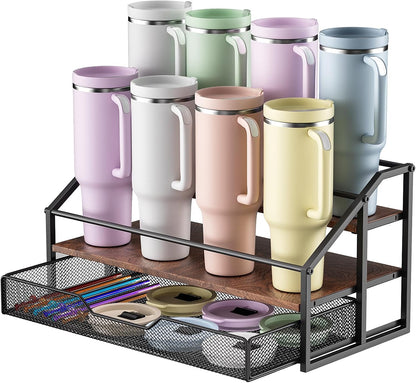 MOJOHAND Water Bottle Organizer for Full Stanley and Others' Large Tumbler Organization, Pantry Kitchen Organizers and Storage for Cup Accessories, Water Bottle Holder Wine Rack - 3 Tier Hold 12
