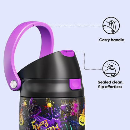 ENCOOL Leakproof Insulated Water Bottle with Straw Dual-Sip Water Bottle Bag-Safe Design for Work, Commute & Gym – Keeps Drinks Cold All Day, 24 oz, Lemonade Pink - Colors A