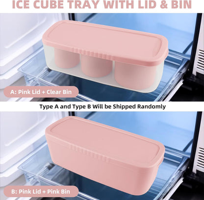 Tcamp Ice Mold for 30-40 oz Tumbler Cup, Silicone Ice Cube Tray With Lid and Bin for Freezer, Ice Ring Ice Maker for Chilling Cocktails, Whiskey, Drinks, Coffee, Easy Fill and Release (Black)
