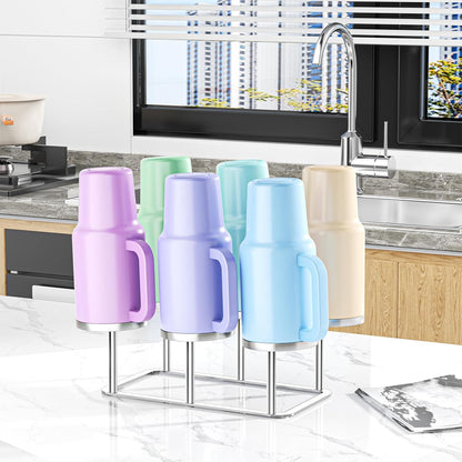 Water Bottle Drying Rack Reusable Bottle Rack Dryer Kitchen Stand Holder Metal Countertop Baby Bottle Drying Rack Water Cup Drying Rack for Plastic Bags, Bottles and Cups (Sliver, Small)