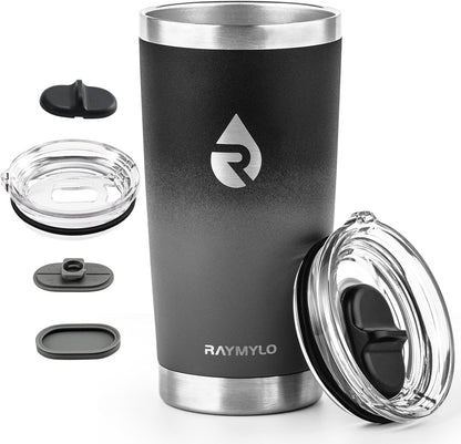RAYMYLO Insulated Travel Coffee Tumbler 20oz, Detachable & Spill-Proof Slider Lid for Thorough Clean, Stainless Steel Reusable Coffee Mug with Lid Fits Most Car Cup Holder & BPA Free