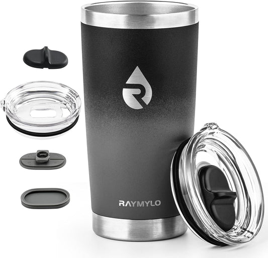 RAYMYLO Insulated Travel Coffee Tumbler 20oz, Detachable & Spill-Proof Slider Lid for Thorough Clean, Stainless Steel Reusable Coffee Mug with Lid Fits Most Car Cup Holder & BPA Free