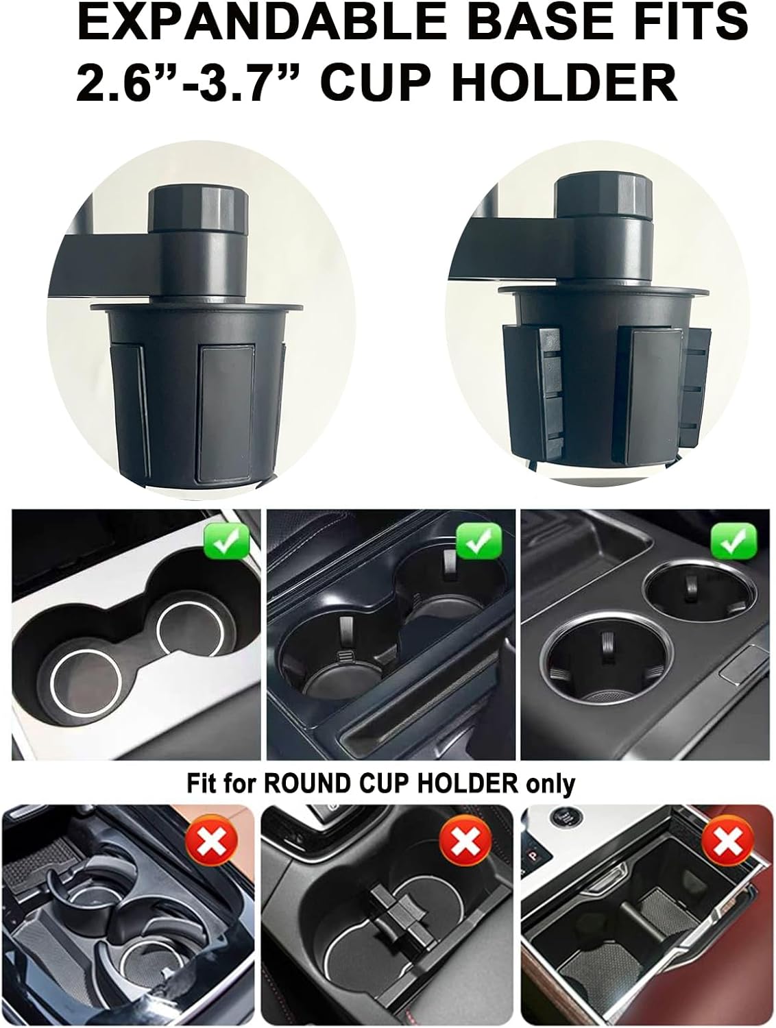 Car Cup Holder Tray, Cup Holder Table Expander for Car - Secure & 360°Adjustable Swivel arm, 9.84" Table, Car Tray fit for Cup Holders 2.56"-3.7" dm Wide