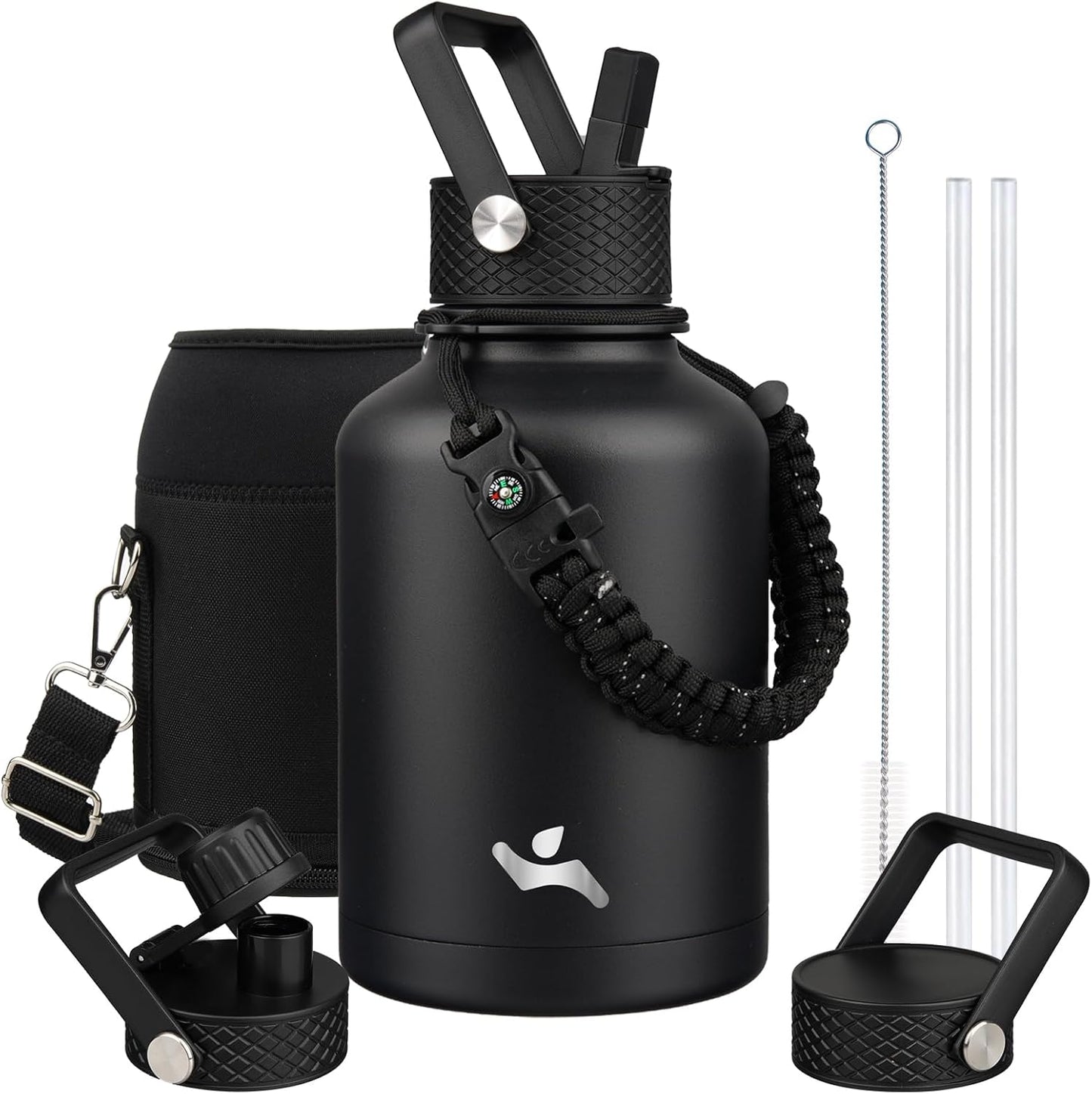 Konokyo 22oz Stainless Steel Bottles with 3 Lids Sport Insulated Water Bottle,Mint
