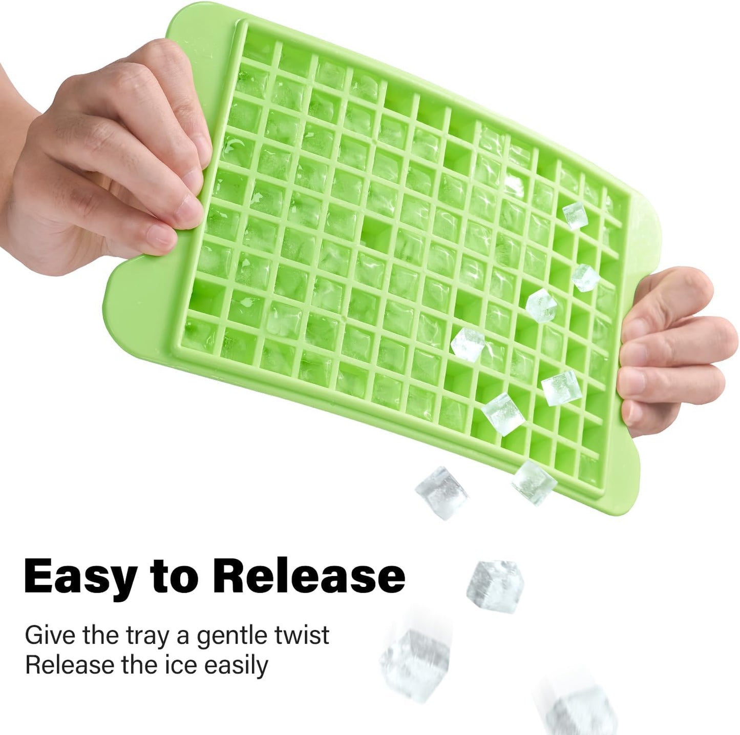 Mini Ice Cube Tray for Freezer: FDDBI Small Ice Trays for Freezer with Bin - 117×4PCS Easy Release Nugget Ice Tray - Crushed Ice Tray with Container