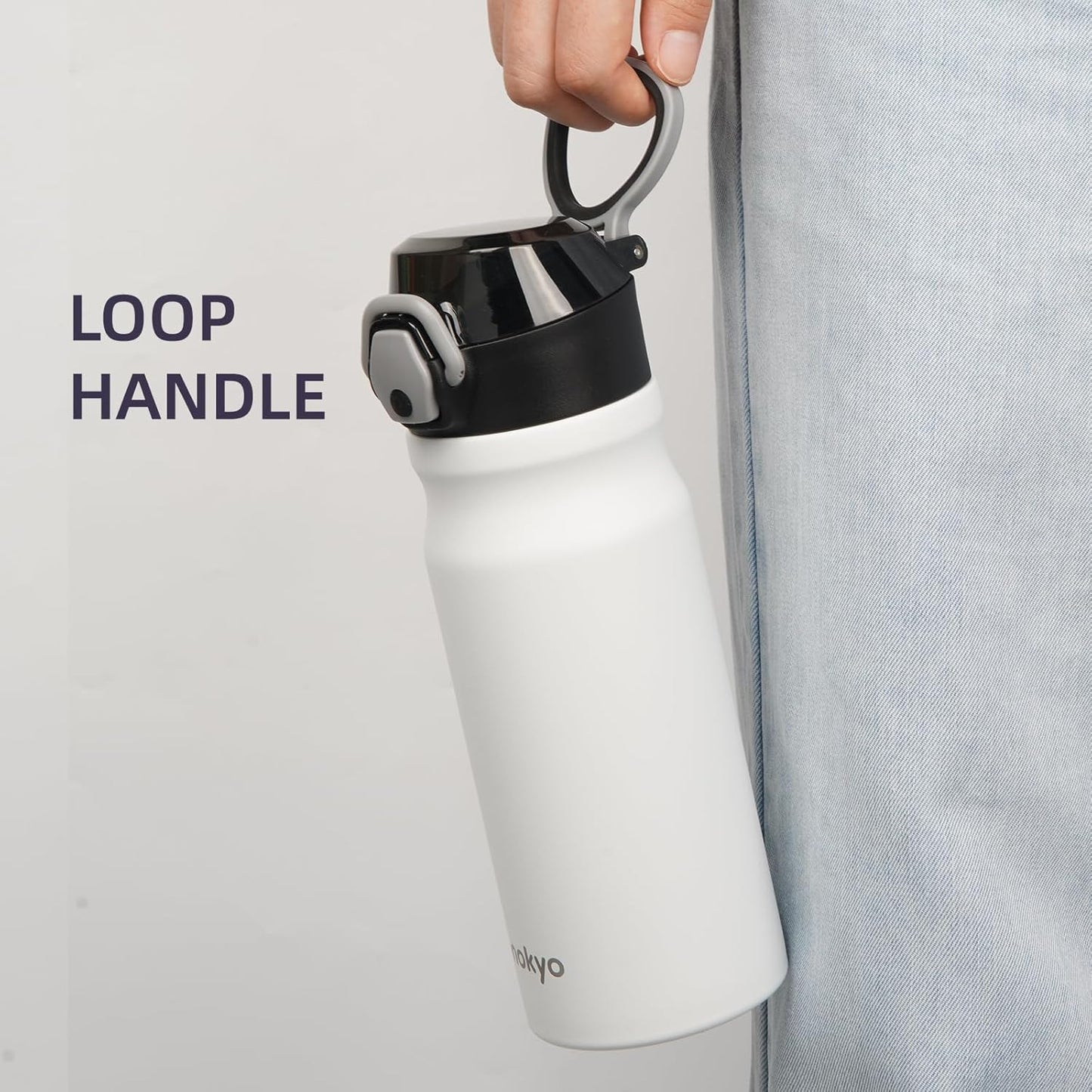 Konokyo 18 oz Insulated Water Bottle with Straw Lid, Stainless Steel Vacuum Sports Water Bottle, Leak-Proof Reusable Metal Flask with Carry Loop, BPA-Free Travel Bottle for Gym, School, Office