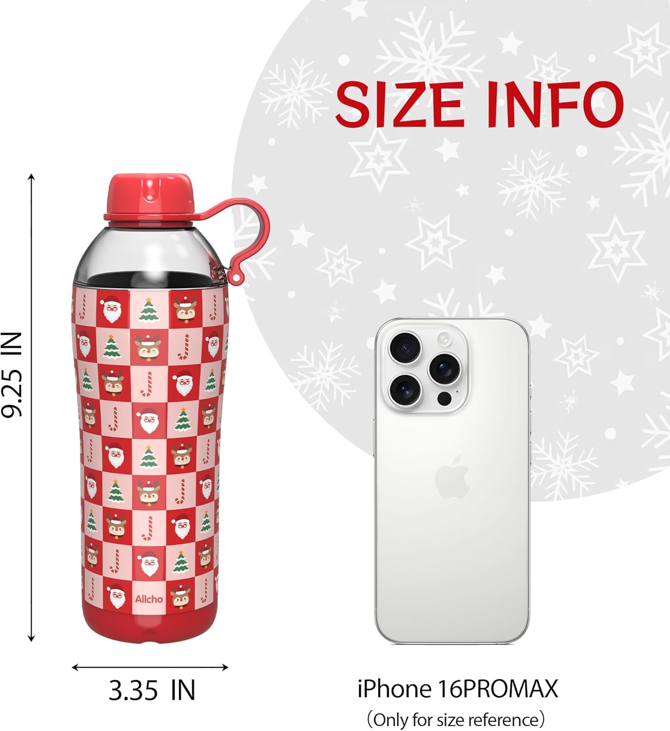 Allcho Insulated Water Bottle for Women, 18oz Stainless Steel Leak Proof Tumbler with 2 Lids, BPA-Free Tritan Chug & Straw Lid, Double Wall Vacuum Flask