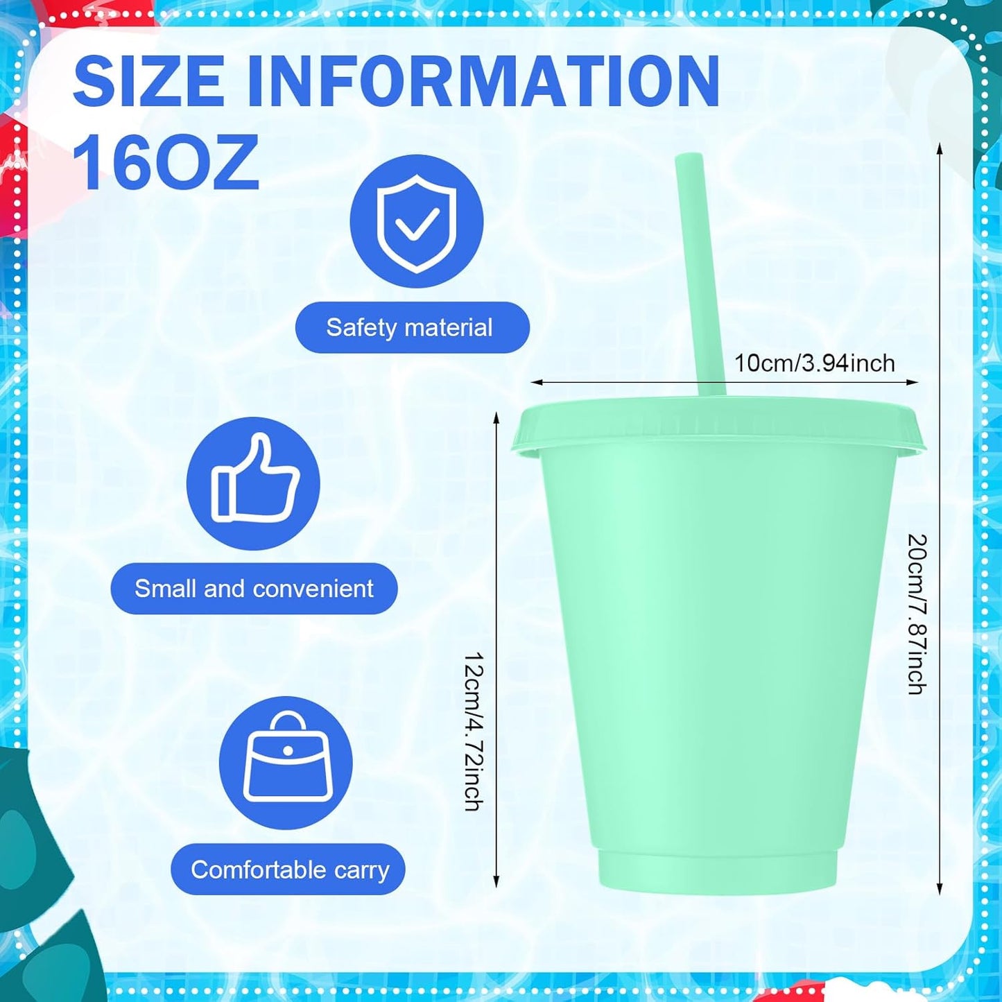 Sieral 30 Pack Cups with Lids and Straws Kids Tumbler with Straw Reusable Water Bottle Iced Coffee Travel Mug Adults Plastic Cups for Parties 16 oz (Candy Colors)