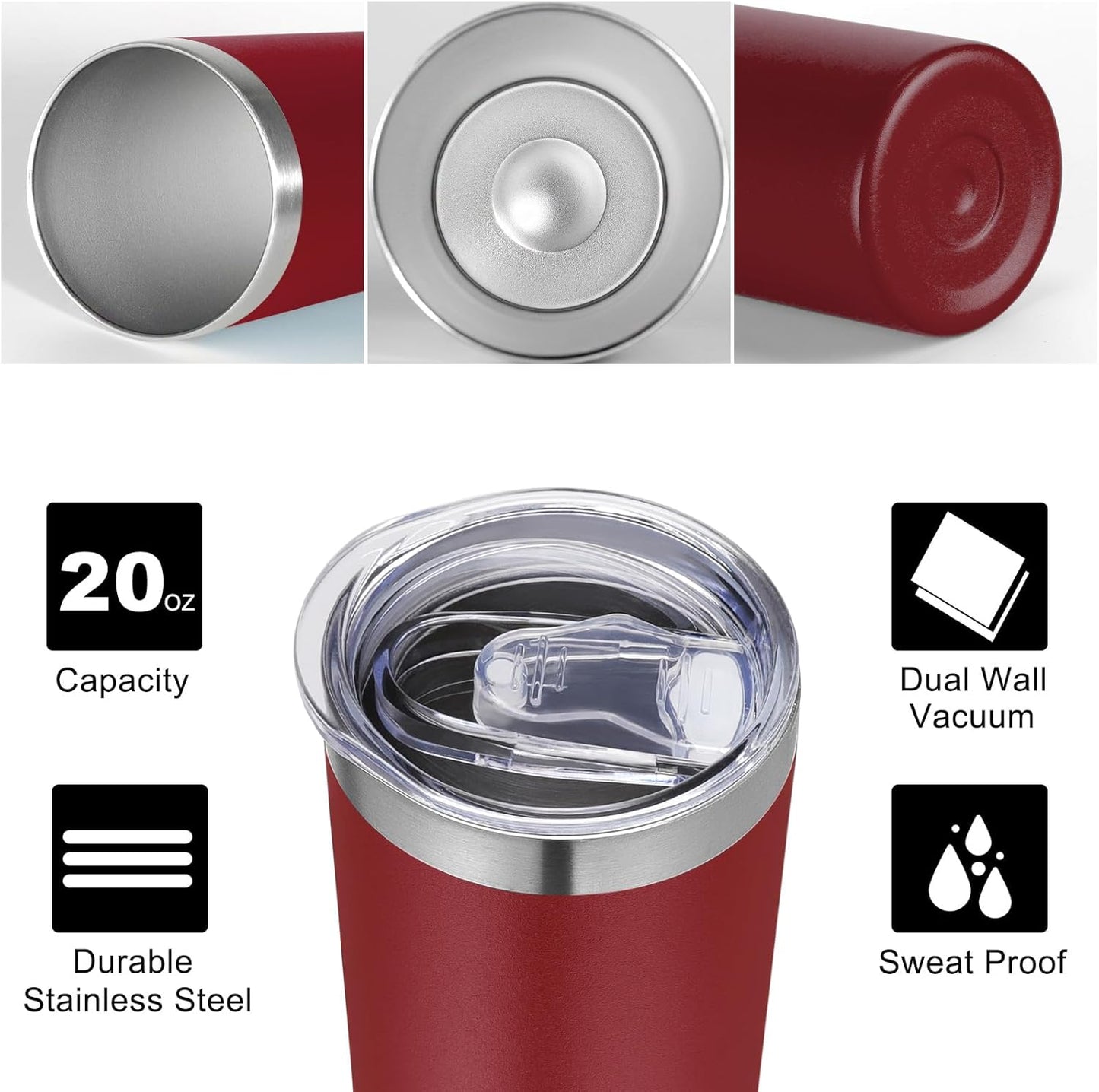 VEGOND Stainless Steel Skinny Tumbler, 20 oz Vacuum Insulated Tumbler with Lid and Straw, Double Wall Coffee Cup, Travel Mug for Cold Hot Drinks, Light Pink 1 Pack