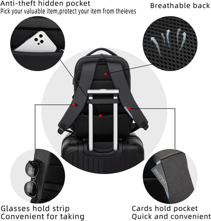 DUSLANG 17 Inch Laptop Backpack for Travel Water Resistant College Backpack for Men/Women Laptop Bag with USB Charging Port,Black - Colors A