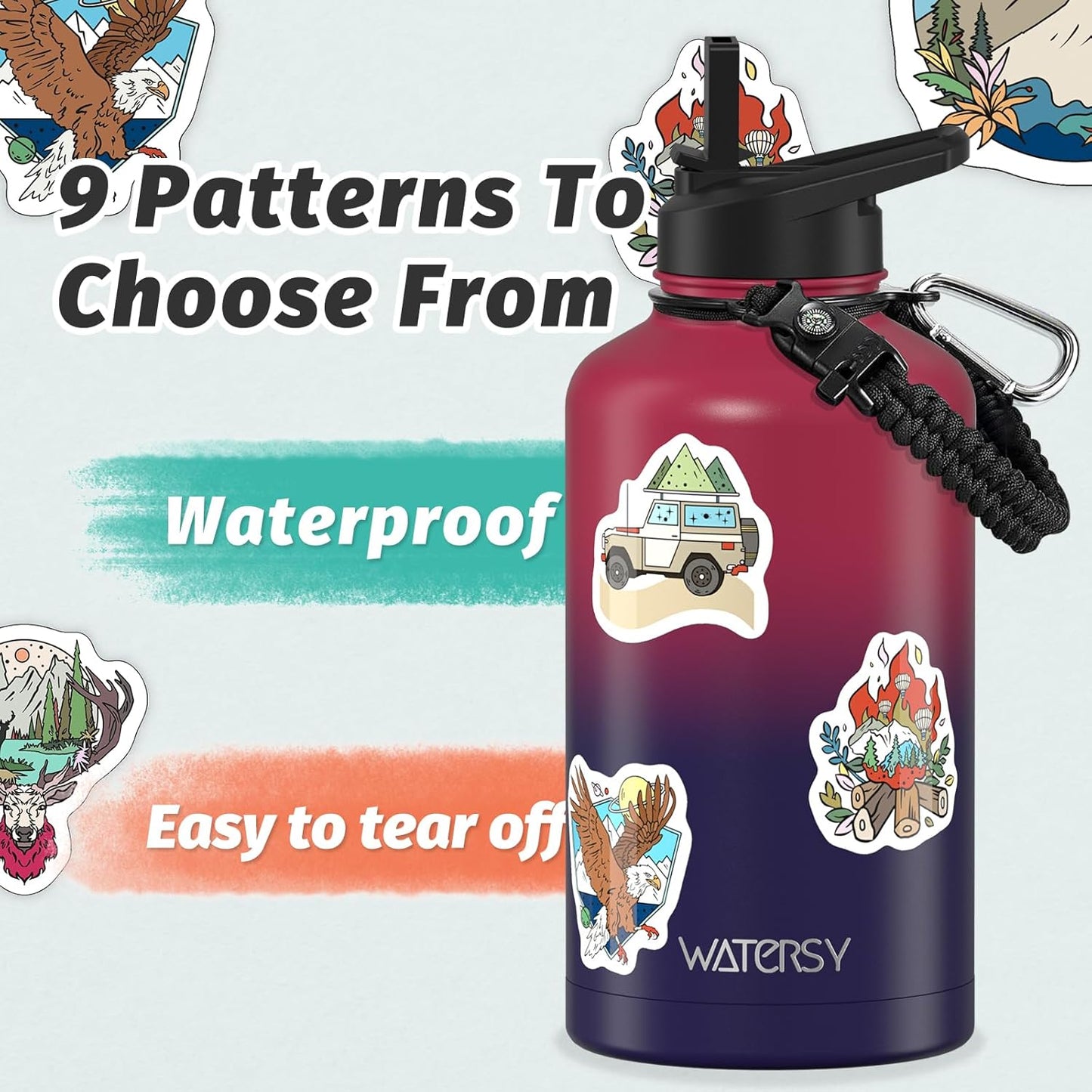 40oz Insulated Water Bottle (Cold for 48 Hrs),BPA Free&Leak Proof,Stainless Steel Water Flask,Water Jug with Straw Spout Lids for Gym,Hiking,Travel,Black Blue