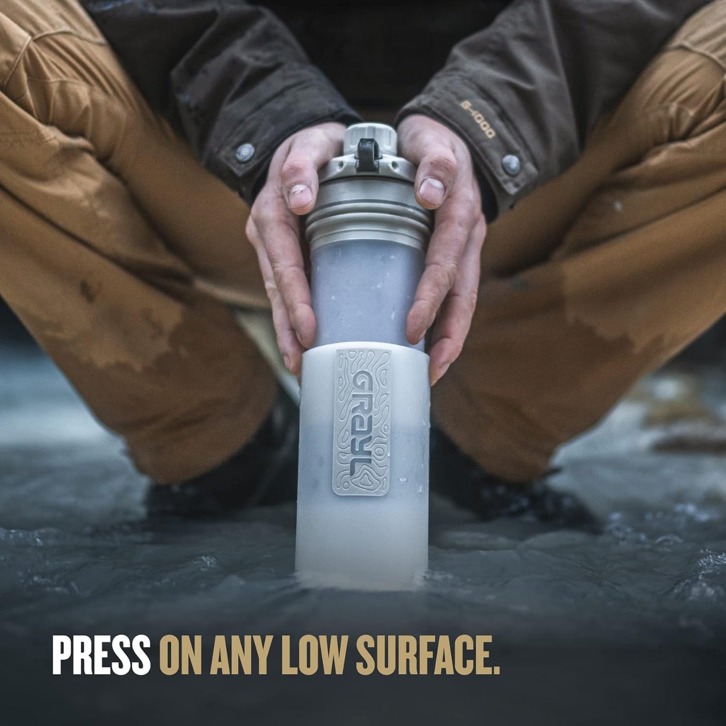 GRAYL GeoPress 24 oz Water Purifier Bottle - Filter for Hiking, Camping, Survival, Travel (Bali Blue)