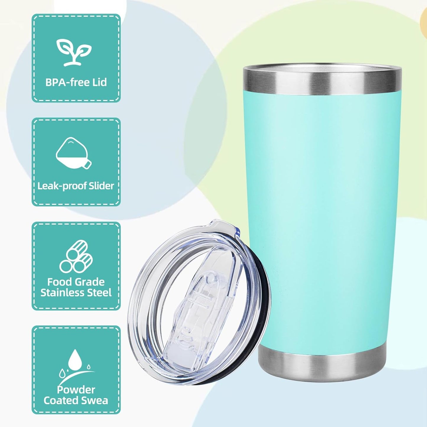 20oz Tumbler with Lid Stainless Steel Insulated Tumblers Travel Coffee Tumbler Bulk Double Wall Vacuum Insulated Water Cup Gifts for Christmas Women Men Her Him Home Office(Navy Blue, 1pack)