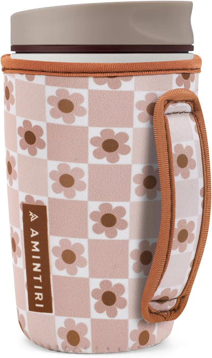 Cute Sleeve for Owala Coffee Tumbler, Neoprene Cover with Handle for Owala SmoothSip Slider, Scratch Resistant Coffee Mug Sleeve for Women to Office, Workout, Coffee Break. (Coffee Break)