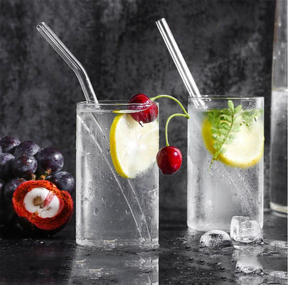 ALINK Skinny Clear Glass Straws, 10.5" x 7 mm Long Reusable Drinking Straws for 30 oz 20 oz RTIC/YETI Stanley Tumblers, Mason Jars, Pack of 8 with 2 Cleaning Brush