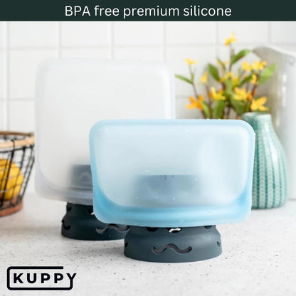 Kuppy Silicone Water Bottle Drying Rack - Fast-Dry Bottle Dryer for 20-64oz Cups - Reusable Food Storage Bag Drying Rack - Compatible with Stanley, Owala, Stasher (Gray, 4-Pack)