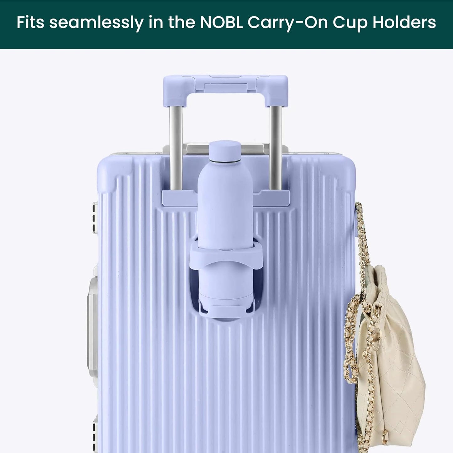 NOBL Stainless Steel Water Bottle,17 oz, 500 ml, Double Wall Vacuum Insulation, Sealed Bottle Keeps Drinks Cold 24 Hrs & Hot 12 Hrs, Leak Proof, Fits Noble Carry-On Cup Holder - Sand