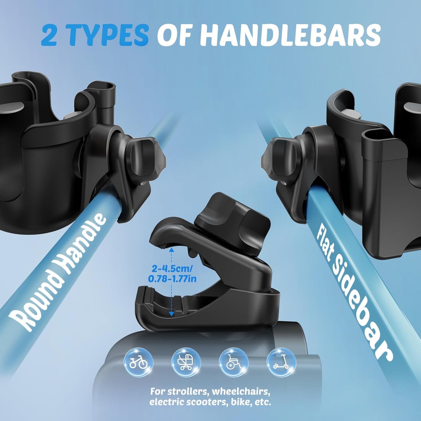 Guiseapue Cup Holder for Walker: Stroller Cup Holder Attachment with Phone Holder, Wheelchair/Stroller Accessories for Rollator, Bike, Scooter, Baby Essentials, Gifts for New Mom