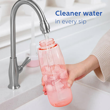 PHILIPS Filtered Water Bottle, BPA-Free Tritan Plastic Water Bottles, Replaces 450 Plastic Water Bottle with Reusable GoZero Everyday Water Filter, Portable Filtering Bottle for Travel, 22 oz, Green