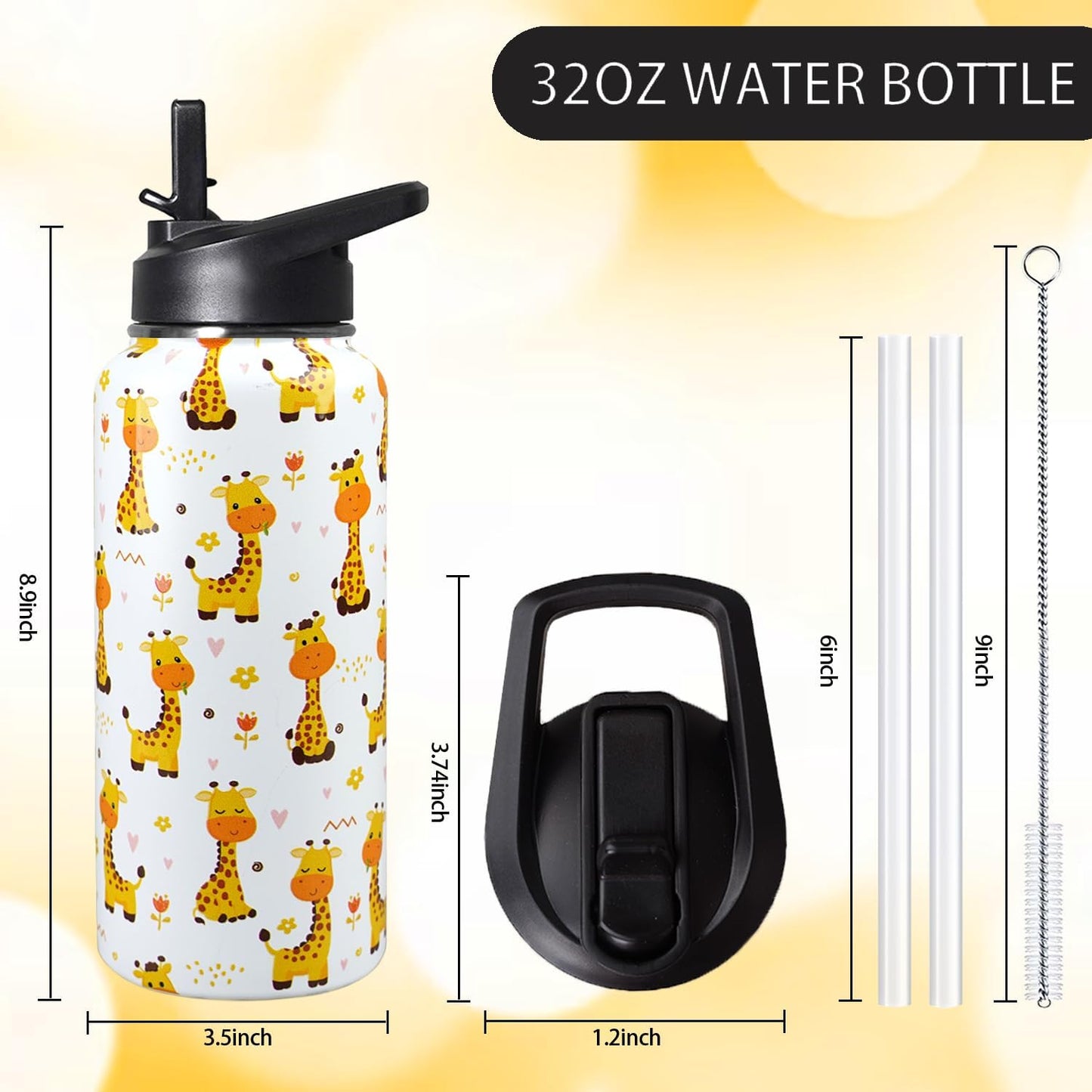 32 oz Pickleball Insulated Water Bottle with Straw - Pickleball Gym Hiking Sports Coffee Mug | Perfect Pickleball Gifts for Women, Pickleball Decor Accessories