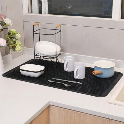 MicoYang Silicone Dish Drying Mat for Multiple Usage,Easy clean,Eco-friendly,Heat-resistant Silicone Mat for Kitchen Counter,Sink,Bar,Bottle,or Cup Green M 17 inches x 6 inches