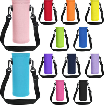 Patelai 12 Pack Water Bottle Carrier Bag 25 oz Insulated Neoprene Sling Holder Case Pouch Cover with Adjustable Shoulder Strap Portable Water Bottle Coolie for Kids Adults Walking Hiking