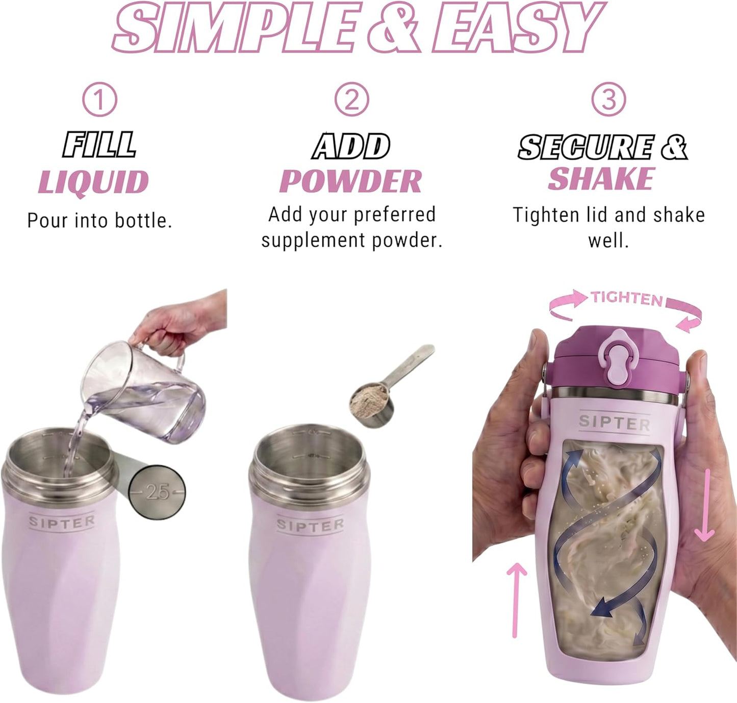 Earth Stone - 24oz Insulated Protein Shaker Bottle - Medical-Grade 316 Stainless Steel - Patent-Pending Clump-Free Design - Odor Proof & Leak-Proof Metal Blender Cup