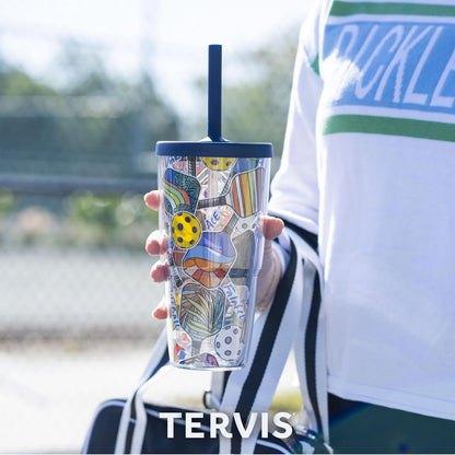 Tervis Venture Lite Pickleball - Spike Dink Ace Made in USA Double Walled Insulated Tumbler Travel Cup Keeps Drinks Cold & Hot, 24oz Water Bottle, Classic