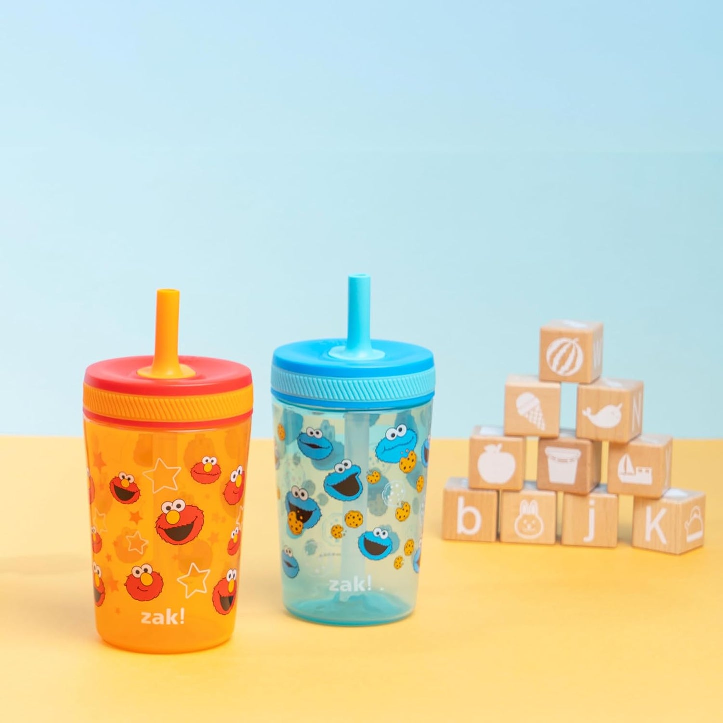 Zak Designs 15oz Bluey Kelso Tumbler Set, Leak-Proof Screw-On Lid with Straw Made of Durable Plastic and Silicone, Perfect Bundle for Kids, 2 Count (Pack of 1) - Colors A