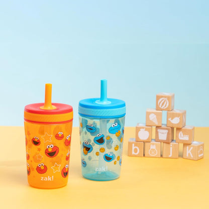 Zak Designs 15oz Bluey Kelso Tumbler Set, Leak-Proof Screw-On Lid with Straw Made of Durable Plastic and Silicone, Perfect Bundle for Kids, 2 Count (Pack of 1) - Colors A