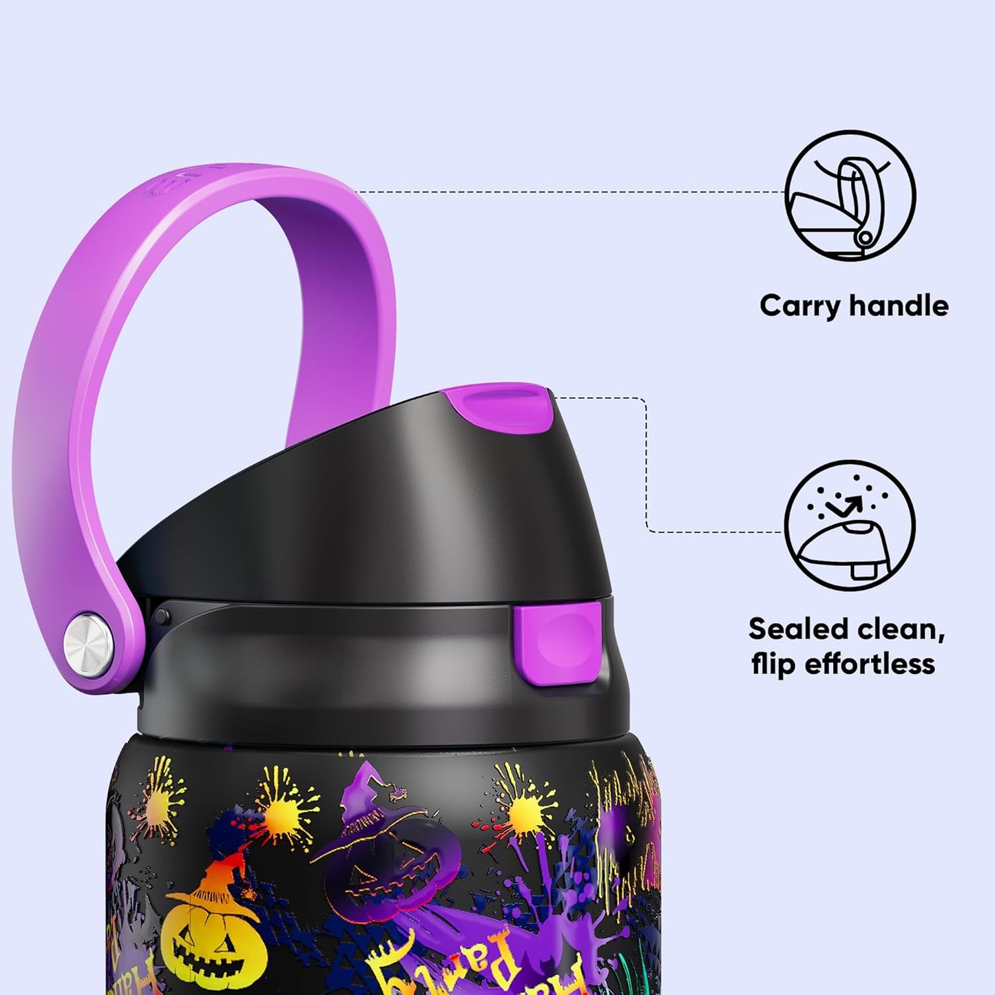 ENCOOL Leakproof Insulated Water Bottle with Straw Dual-Sip Water Bottle Bag-Safe Design for Work, Commute & Gym – Keeps Drinks Cold All Day, 24 oz, Lemonade Pink - Colors A