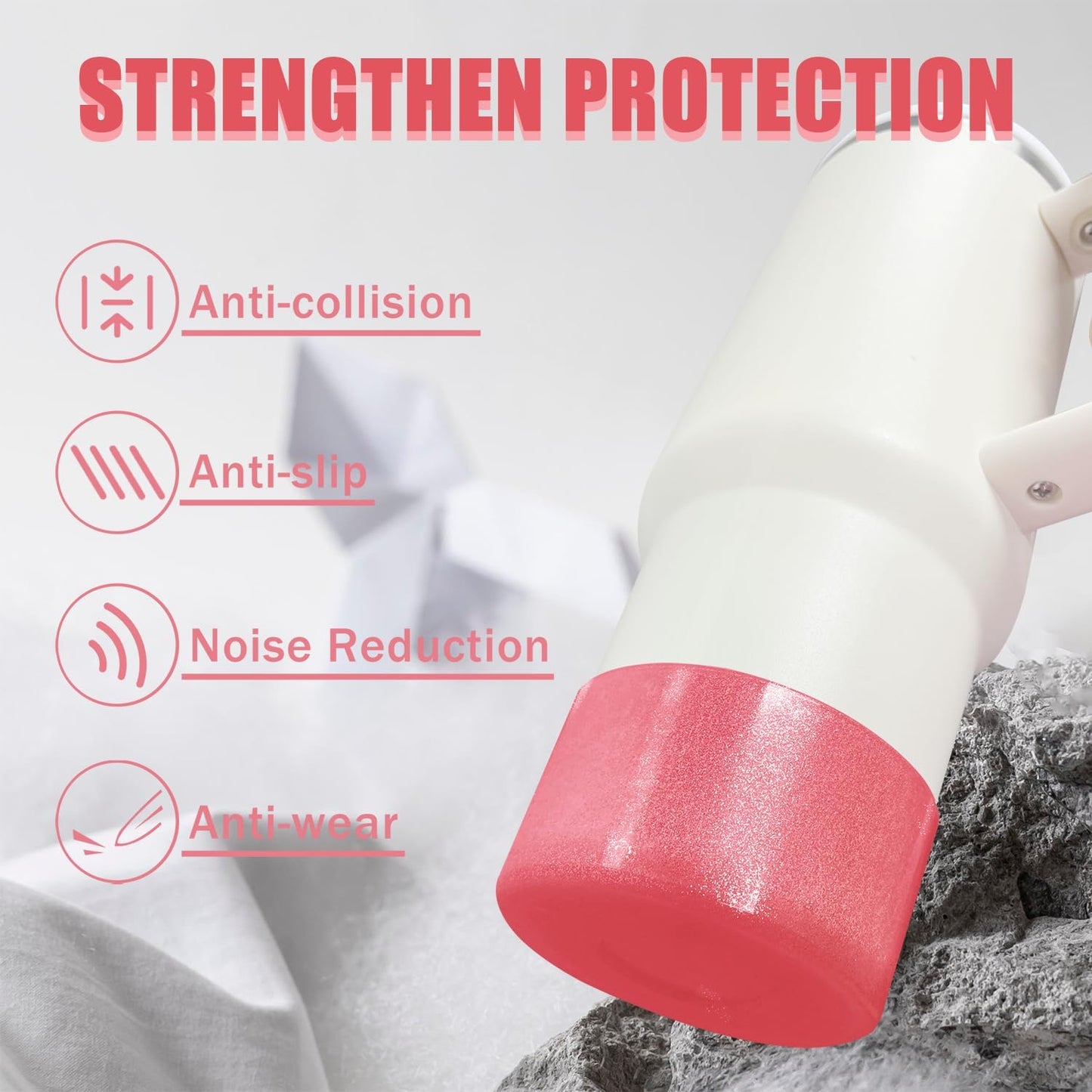 Jelly Luster Glitter Silicone Transparent Boot for Stanley 20-40oz, Compatible with Hydro Flask or Other Water Bottle Tumbler, 2.85-3.0 inch Protective Anti-Slip Bottom Sleeve Cover