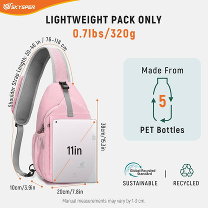 SKYSPER Sling Bag RFID Cross Body Bag Recycled Crossbody Backpack Travel Daypack
