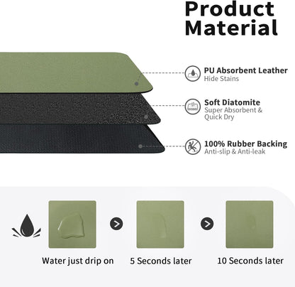 HotLive Dish Drying Mat for Kitchen Counter, Heat Resistant Drainer Mats with Non-slip Rubber Backed, Hide Stain Kitchen Super Absorbent Draining Mat, Easy to Clean Dish Rack Pad, Dark Grey 16"x18"