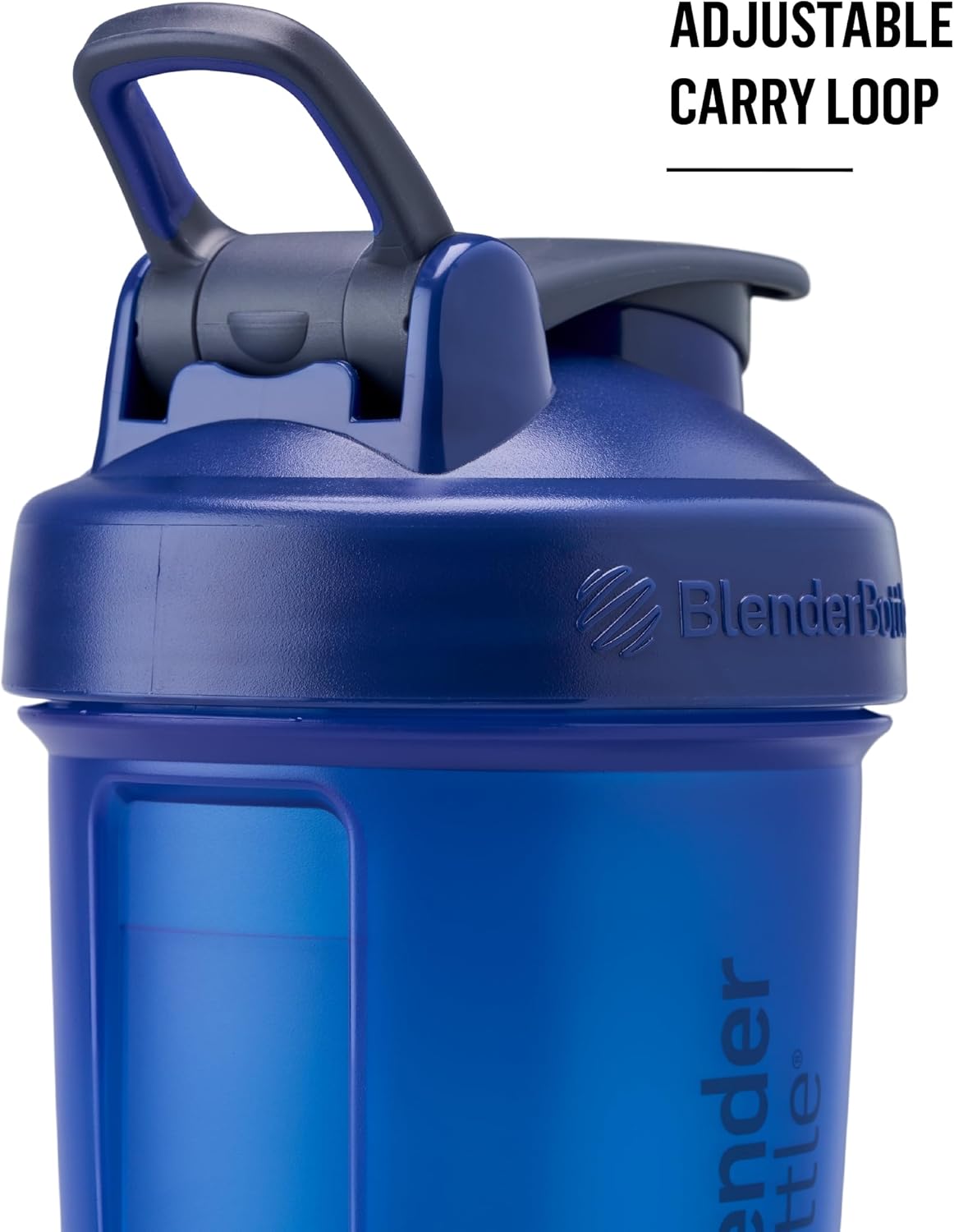 BlenderBottle Shaker Bottle with Pill Organizer and Storage for Protein Powder, Classic V2 ProStak System, 22-Ounce, Midnight Black