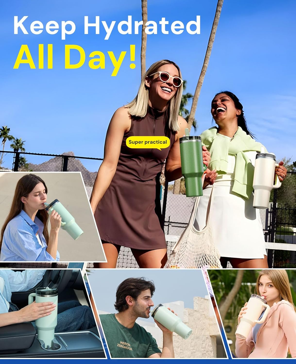 2 Pack Tumbler Flip Straw Lid Replacement Fit for Stanley 40 OZ Quencher, Leak Proof Lid with Straw for Stanley, No Spill Reusable Tumbler Lid Compatible with Stanley Cup Accessories