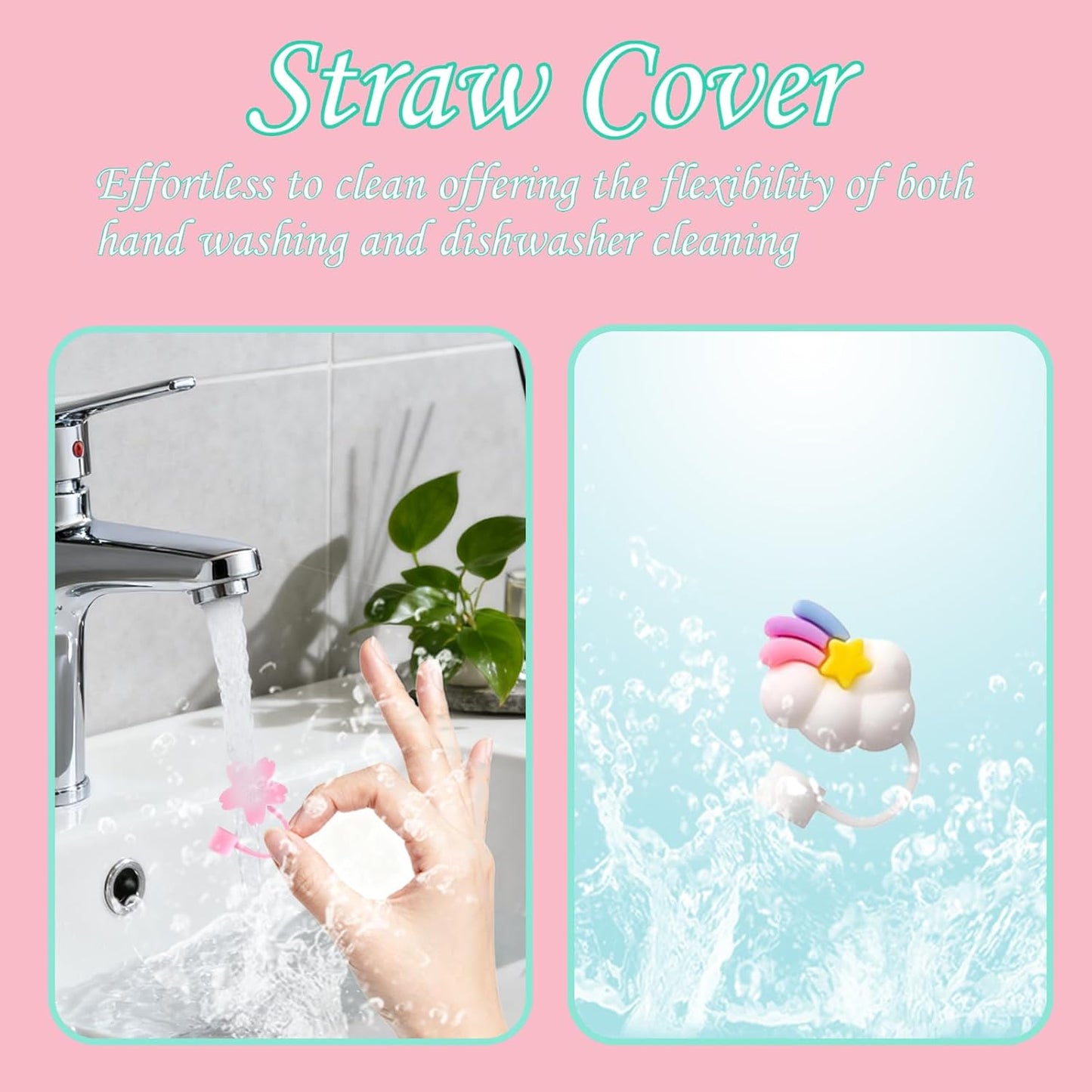 15Pcs Straw Toppers for Stanley Cup, Silicone 10mm Straw Cover Cap for Stanley 30 40oz Tumblers, Reusable Lid Accessories