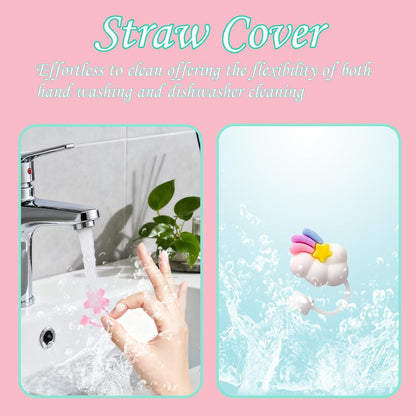 15Pcs Straw Toppers for Stanley Cup, Silicone 10mm Straw Cover Cap for Stanley 30 40oz Tumblers, Reusable Lid Accessories