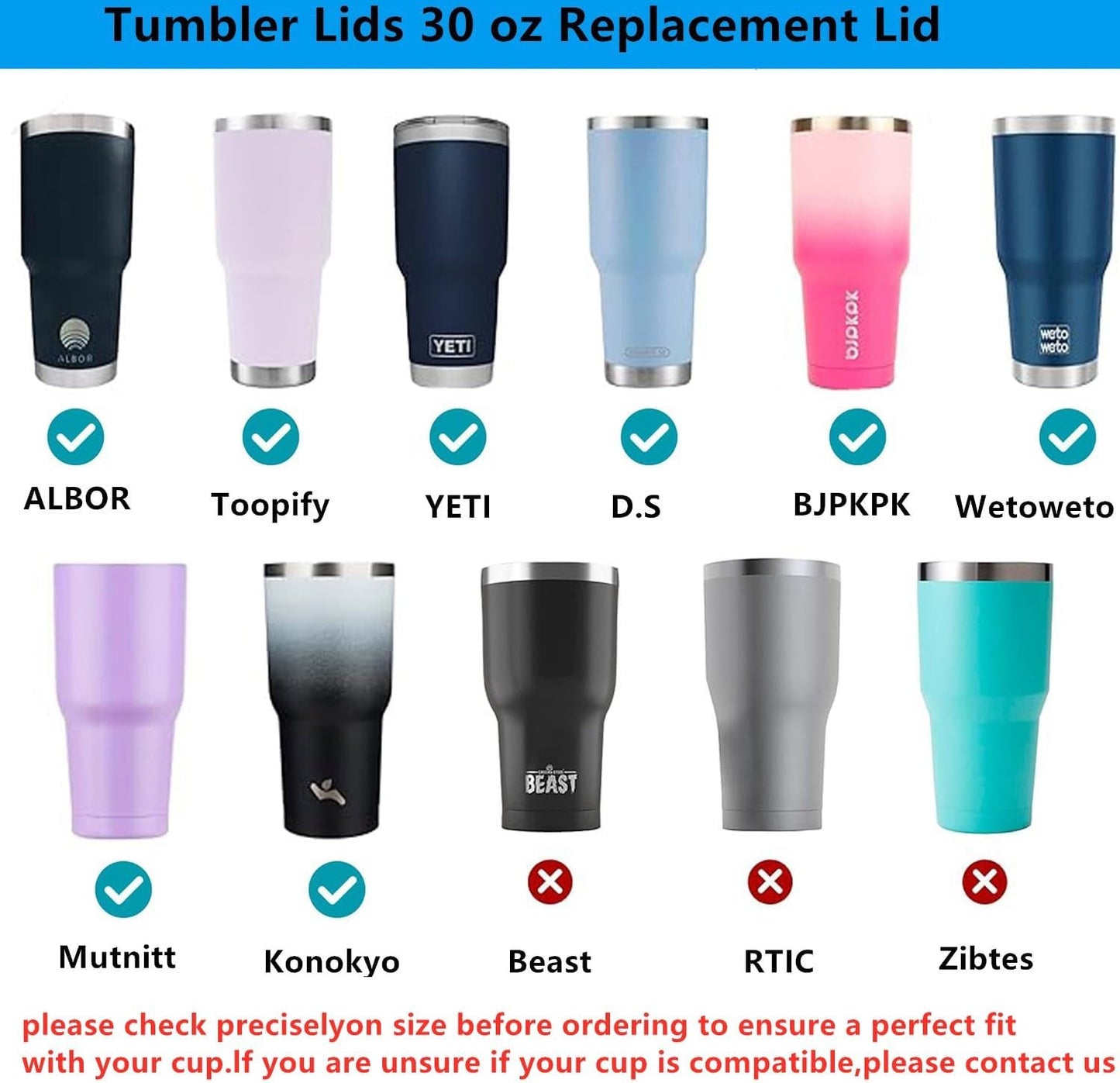 Tumbler Lid for 30 Oz,2 Replacement Lids for 30oz Stainless Steel Tumbler Travel Cup Yeti,Ozark Trails and more Cooler Cup, Flip-top Splash Proof (Black, 30 OZ)
