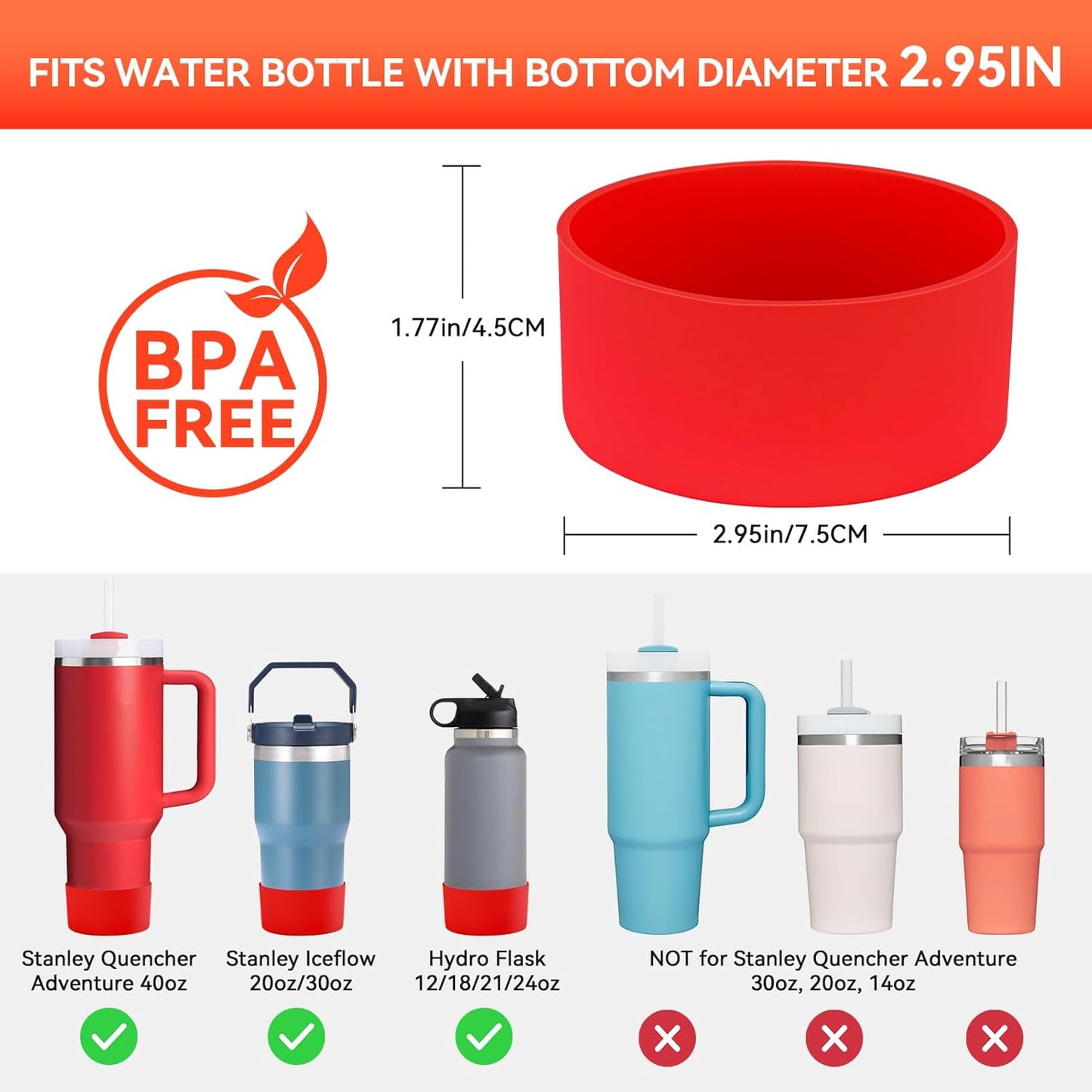 PICcircuit 2PCS for Stanley Boot, Silicone Bottom for Quencher Adventure 40oz 30oz IceFlow 20oz 30oz Bottle&for Hydroflask Tumbler 12-24oz for Stanley Cup Accessories Avoid Scratches&Noise