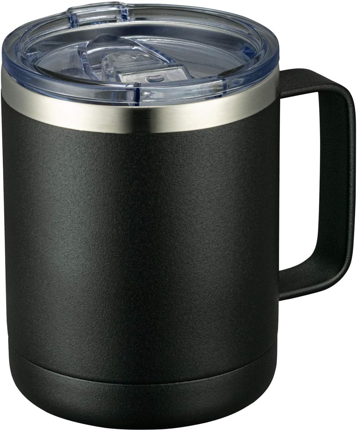 MEWAY 12oz Coffee Mug With Handle and Sliding Lid,Stainless Steel Travel Tumbler Cup with Handle,Double Wall Vacuum Insulated Camping Cup for Hot & Cold Drinks Tea (Black,Set of 1