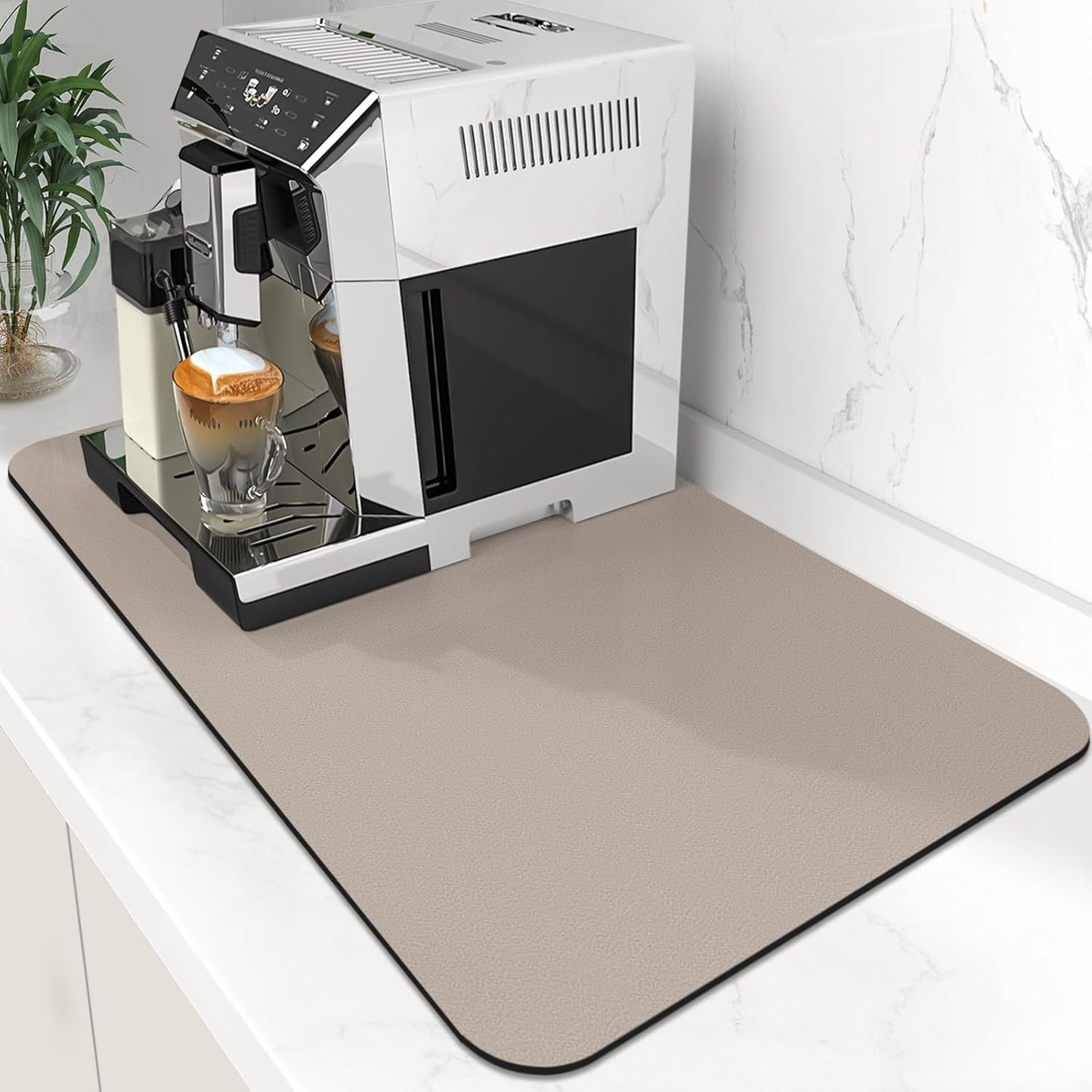 WISELIFE Coffee Mat Super Absorbent Dish Drying Mat Coffee Bar Accessories Match with Machine Large Drying Mats for Kitchen Counter 12" W x 19" L, Black