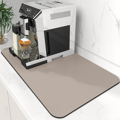 WISELIFE Coffee Mat Super Absorbent Dish Drying Mat Coffee Bar Accessories Match with Machine Large Drying Mats for Kitchen Counter 12" W x 19" L, Black