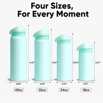ENCOOL Leakproof Insulated Water Bottle with Straw Dual-Sip Water Bottle Bag-Safe Design for Work, Commute & Gym – Keeps Drinks Cold All Day, 24 oz, Lemonade Pink - Colors B