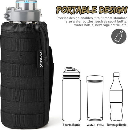Gonex Tactical MOLLE Water Bottle Pouch, Drawstring Open Top & Mesh Bottom Travel Water Bottle Bag Hydration Carrier
