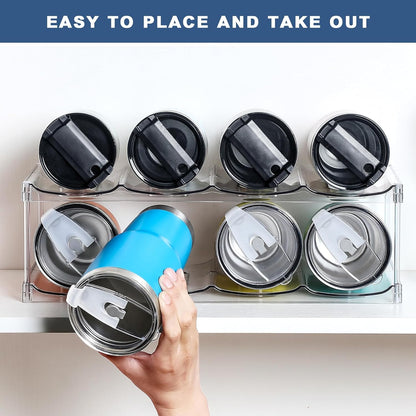 LARGER Compartment - 3 Tier Stackable Water Bottle Organizer Holder - for Stanley 40oz & Others' Large Tumbler - Clear Wine Rack, 12 Cup Bottle Holder for Cabinet Home Countertop Fridge Pantry Shelf