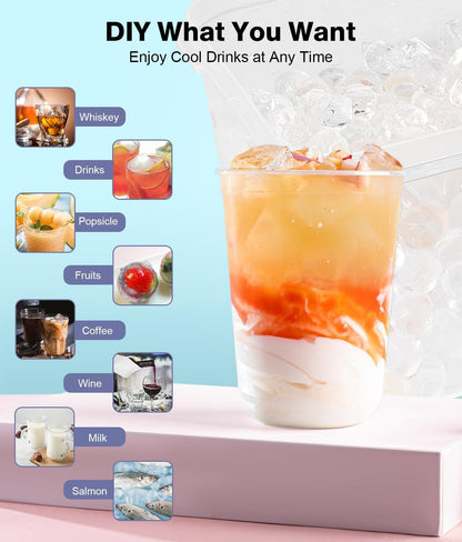 Ice Cube Tray with Lid and Bin – Round Ice Cube Trays for Freezer, BPA-Free Food-Grade Ice Mold, Stackable Ice Ball Maker, Iced Bucket Kits, Circle Ice Tray for Cocktails, Whiskey, Coffee, and Drinks