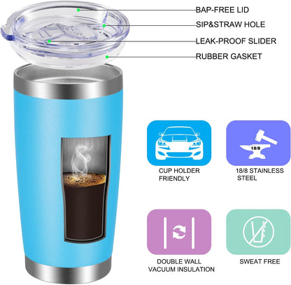 VEGOND 20oz Tumbler with Lid and Straw Stainless Steel Tumbler Cup Bulk Vacuum Insulated Double Wall Travel Coffee Mug Powder Coated Coffee Cup, Black, 12 Pack